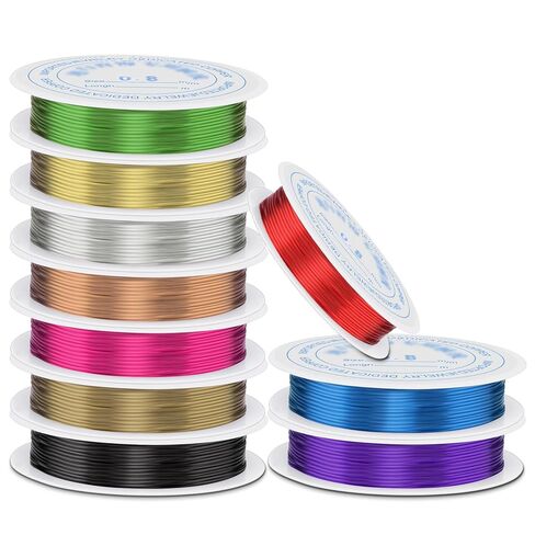 0.4 mm Dia. 10 Rolls Copper Jewelry Wire, 10 Assorted Colors Beading Wire for Jewelry Making Bracelet Earrings Rings Necklaces Flower Craft Projects in Kuwait