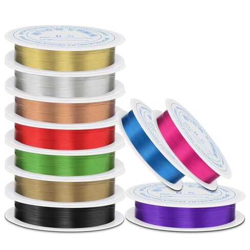0.4 mm Dia. 10 Rolls Copper Jewelry Wire, 10 Assorted Colors Beading Wire for Jewelry Making Bracelet Earrings Rings Necklaces Flower Craft Projects in Kuwait