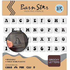 Groovy Retro Stencil Letters and Numbers Kit - Reusable Stencils - Paint Your Own Wood Sign - Full Vintage Alphabet - 36 Pieces (2 INCH) in Saudi Arabia