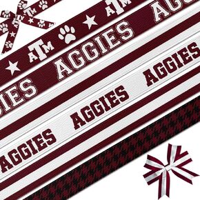 YKW 6 Pack Aggies Ribbon, 3/8 Inch 18 Yards Maroon Grosgrain Ribbon for Hair Bows, Crafts, Game Day Decorations & Gift Wrapping in Saudi Arabia
