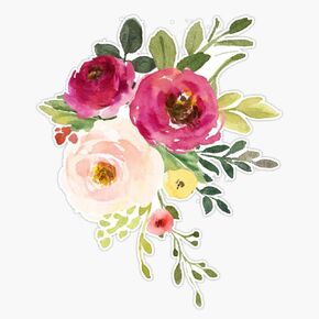 Pink Burgundy Floral Watercolor Bouquet Vinyl Decal Bumper Sticker 5" in Saudi Arabia