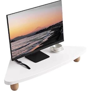 Triangular Corner Monitor Stand Riser for Desk - Space-Saving Organizer for Home Office, Desktop, Projector & Scanner - Stylish White Design in Saudi Arabia
