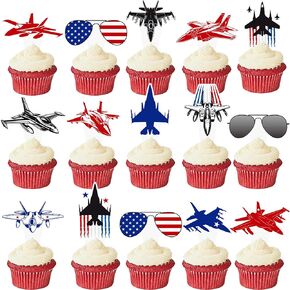 Fighter Jet Cupcake Toppers Fighter Jet Birthday Party Decorations 48Pcs Airplane Cupcake Picks Air Force Cake Decorations for Air Force Pilot Flight Birthday Baby Shower Supplies in Saudi Arabia