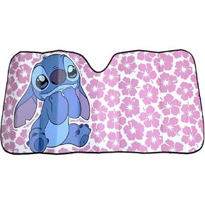 Lilo & Stitch Hibiscus and & Air Freshener Car Sunshade Bundle – Universal Fit Windshield Sun Shade for Cars, Trucks & SUVs– Blocks UV Rays & Keeps Vehicle Cool 58" X 27.5" in Saudi Arabia