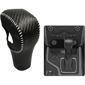 Leather Gear Shift Knob Cover for Ford Fusion Escape Focus Fiesta Eco Edge Transit C-Max,Premium Anti-Slip Shifter Knob Protector, Automatic Transmission Gear Shift Head Sleeve (Black Leather) in Saudi Arabia