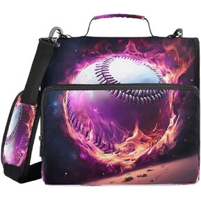 ALAZA Baseball Flame Magic Zipper Binder 3 Ring Binder Organizer with Zipper and Shoulder Strap Large Capacity Multi-Pocket for Office Supplies Work in Kuwait