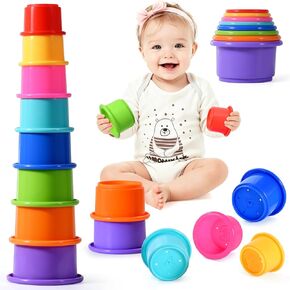 8 Pcs Stacking Cups Baby Stacking Toys, 8 Colors Educational Nesting Cups, Montessori Stacking Toys for Toddler Gifts in Saudi Arabia