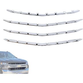 Front Grille Overlay Trim Billet Fit for Chevy Chevrolet Silverado 1500 LT and RST Models 2019-2021 Bumper Grill Cover Insert Molding｜Snap On｜ABS Chrome (4Pcs) in Kuwait
