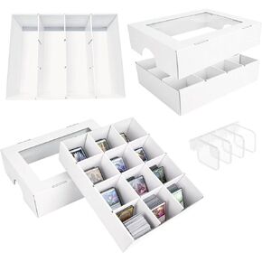 Trading Card Storage Box, 2-Pack 3200 Count White Corrugated Cardboard Bulk Sports Storage Box for TCG/Magic/Mtg Basketball Cards, Collectible Trading Cards in Kuwait