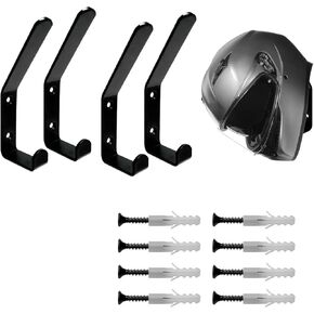 4PCS Motorcycle Helmet Holder Hook, Wall Mounted Motorbike Jacket Display Rack with Mounting Screws, Heavy Duty Metal C Style Double-Hook Rack for Helmets Clothes Bags in Saudi Arabia