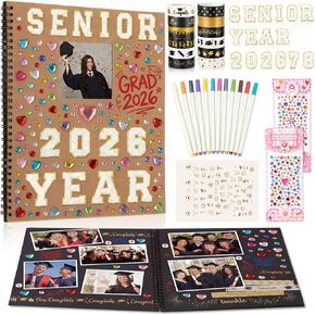 Sabary 60 Pages 2026 Graduation Guest Book with Markers Senior Year Scrapbook Kit 11" x 10.6" DIY Photo Album Congrat Grad Guest Sign in Book Memory Scrapbook for Class of 2026 Senior Night Party Gift in Kuwait