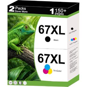 67XL Ink Cartridge Combo Pack Compatible for HP Ink 67 XL Fit for Deskjet 2855e 2800e 2852e 2827e 4227e 4255e 1255 Envy 6055e 6075 6432e 6455e 6458e 6475e Pro 6455 2-Pack Black Color with V10.1.1 Chip in Saudi Arabia