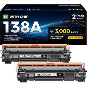 138A Toner Cartridge 2-Pack with Chip Compatible Replacement for HP 138A 138X W1380A W1380X Black Toner Works with HP LaserJet Pro 3001dw 3001dwe 3001fdw MFP 3101fdw 3101fdwe All-in-One Printer in Saudi Arabia