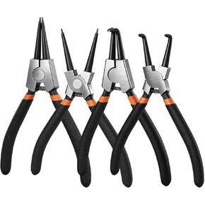 4pcs 3/64" Small Tip Snap Ring Pliers Set, 7" Internal/External Circlip Pliers Kit, Straight/Bent Jaw, for Ring Remover Retaining in Saudi Arabia