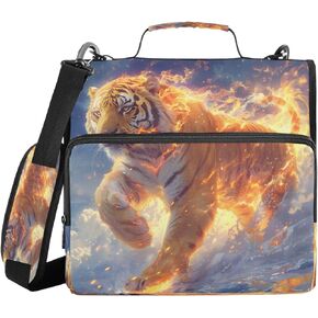 ALAZA Tiger Magic مجردة سحاب بيندر منظم 3 حلقات مع سحاب وحزام كتف سعة كبيرة متعددة الجيوب للعمل في اللوازم المكتبية in Kuwait