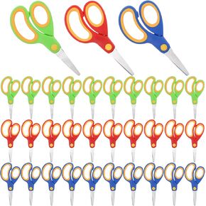 30 Pcs Blunt Tip Scissors for Kids, Craft Scissors Bulk Pack, 5 Inch Scissor with Comfort Grip, 3 Assorted Colors, Stainless Steel Blades for Paper Cutting Art Supplies in Saudi Arabia