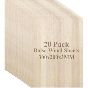 20 Pack Balsa Wood, 7.8"x11.8"x1/8" Balsa Wood Sheet, Thin Natural Unfinished Wood Boards for Wooden DIY Ornaments, Crafts, Hobby, Model Making, School and Laser Projects（200x300x3MM） in Kuwait
