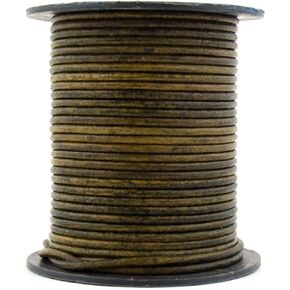 Xsotica-Round Leather Cord - 3.0 MM Round Leather Cords 3MM (Vintage Olive Green, 10 Meter (10 Yard)) in Saudi Arabia