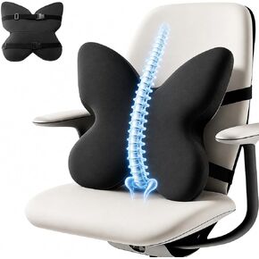 Memory Foam Lumbar Support Pillow,Back Support for Office Chair,Back Pillow for Chair,Ergonomic Lower Back Cushion for Desk Chair,Computer Chair,Gaming Chair and Car Seat,Washable Cover（Black） in Saudi Arabia
