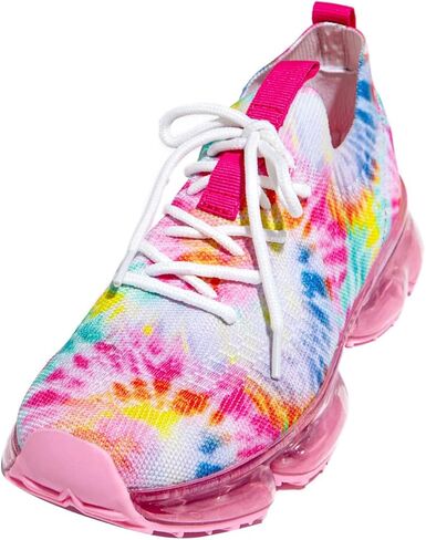 Forever Link Womens Air Cushion Fashion Sneakers Breathable Knit Comfortable Lightweight Walking Shoes, Multi Tie Dye, 8.5 in Saudi Arabia