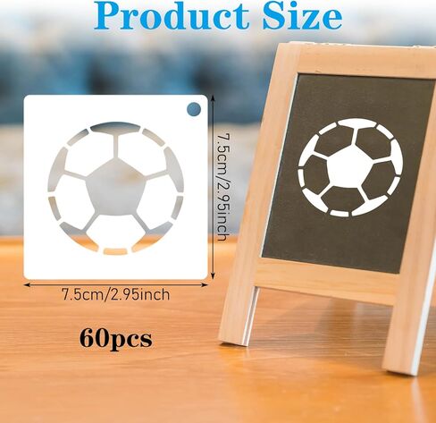 60Pcs Sport Stencils for Crafts on Wood Burning Patterns, Football Volleyball Reusable Wall Stencils for Painting, Art Painting on Wood Wall Canvas Template for DIY Canvas Art Projects Walls（ 3*3 Inch in Saudi Arabia