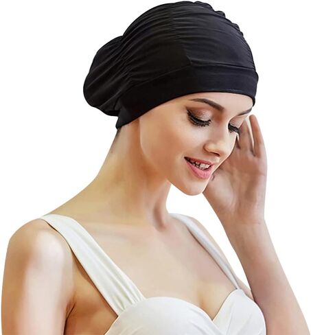 Pleated Women Swimming Cap Bathing Anti-Slip Elastic Pool Gym Underwater Sport Turban Comfortable Elegant Non Waterproof Swim Hat Wrap in Saudi Arabia