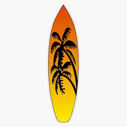 Surfboard Palm Trees (Sunset) Vinyl Waterproof Sticker Decal Car Laptop Wall Window Bumper Sticker 5" in Saudi Arabia
