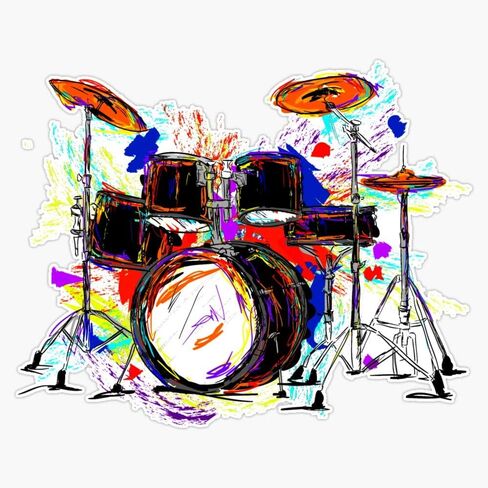 Drum Set Drummer Drumming Musician Vinyl Waterproof Sticker Decal Car Laptop Wall Window Bumper Sticker 5" in Saudi Arabia