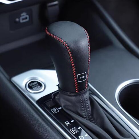 XITER for with Sentra Logo Genuine Leather Gear Shift Knob Cover Car Protect Accessories Case for Nissan Sentra 2020 2021 2022 2023 2024 2025 2026 (Red Stitches) in Kuwait
