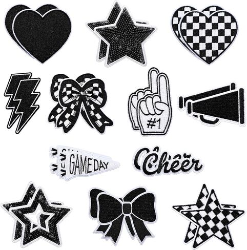 Glitinsel 24 Pcs Football Game Day Cheer Iron on Patches, Red Cheer Hats Iron on Embroidered Sport Sew on Appliques for Backpacks Clothes Football Enthusiasts Team Fans DIY Crafts(Game Day) in Saudi Arabia