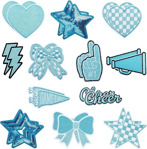 Glitinsel 24 Pcs Football Game Day Cheer Iron on Patches, Red Cheer Hats Iron on Embroidered Sport Sew on Appliques for Backpacks Clothes Football Enthusiasts Team Fans DIY Crafts(Game Day) in Saudi Arabia