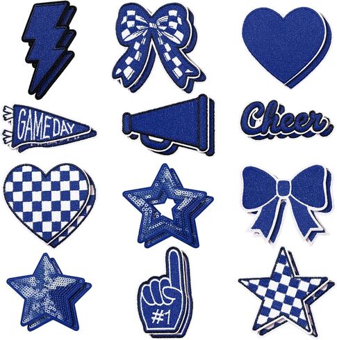 Glitinsel 24 Pcs Football Game Day Cheer Iron on Patches, Red Cheer Hats Iron on Embroidered Sport Sew on Appliques for Backpacks Clothes Football Enthusiasts Team Fans DIY Crafts(Game Day) in Saudi Arabia