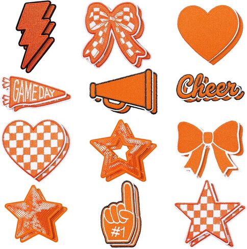 Glitinsel 24 Pcs Football Game Day Cheer Iron on Patches, Red Cheer Hats Iron on Embroidered Sport Sew on Appliques for Backpacks Clothes Football Enthusiasts Team Fans DIY Crafts(Game Day) in Saudi Arabia