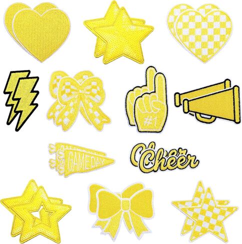 Glitinsel 24 Pcs Football Game Day Cheer Iron on Patches, Red Cheer Hats Iron on Embroidered Sport Sew on Appliques for Backpacks Clothes Football Enthusiasts Team Fans DIY Crafts(Game Day) in Saudi Arabia