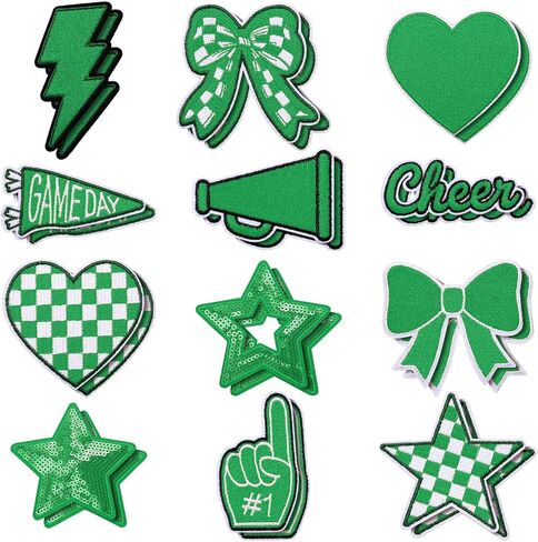 Glitinsel 24 Pcs Football Game Day Cheer Iron on Patches, Red Cheer Hats Iron on Embroidered Sport Sew on Appliques for Backpacks Clothes Football Enthusiasts Team Fans DIY Crafts(Game Day) in Saudi Arabia