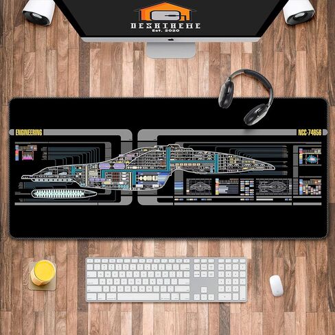 Spaceship Control Pannles Gaming Mouse Pad Large, Enterprise Desk Mat, Starship MousePads, Vintage Computer Keyboard Mat, 35.4"x15.7"x1/12, Gamer Mat, Gift for Gamer (XXL(900 * 400mm)) in Saudi Arabia