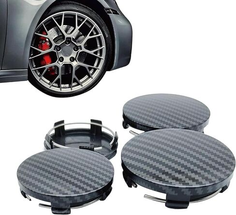 4 PCS Car Wheel Center Caps, ABS Snap-on Wheel Hub Decoration Cover, Scratch Rust Resistant, 60MM/2.36 In OD 56MM/2.2 In ID Auto Rim Hub Caps, Universal Center Hub Cover (Carbon Fiber) in Saudi Arabia