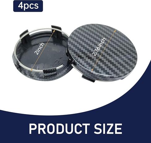 4 PCS Car Wheel Center Caps, ABS Snap-on Wheel Hub Decoration Cover, Scratch Rust Resistant, 60MM/2.36 In OD 56MM/2.2 In ID Auto Rim Hub Caps, Universal Center Hub Cover (Carbon Fiber) in Saudi Arabia