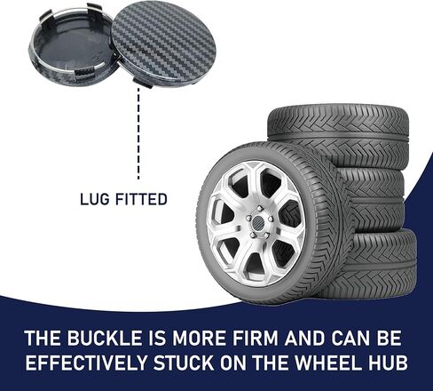 4 PCS Car Wheel Center Caps, ABS Snap-on Wheel Hub Decoration Cover, Scratch Rust Resistant, 60MM/2.36 In OD 56MM/2.2 In ID Auto Rim Hub Caps, Universal Center Hub Cover (Carbon Fiber) in Saudi Arabia
