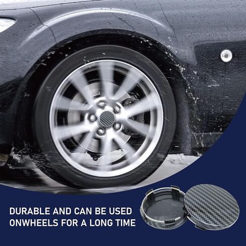 4 PCS Car Wheel Center Caps, ABS Snap-on Wheel Hub Decoration Cover, Scratch Rust Resistant, 60MM/2.36 In OD 56MM/2.2 In ID Auto Rim Hub Caps, Universal Center Hub Cover (Carbon Fiber) in Saudi Arabia