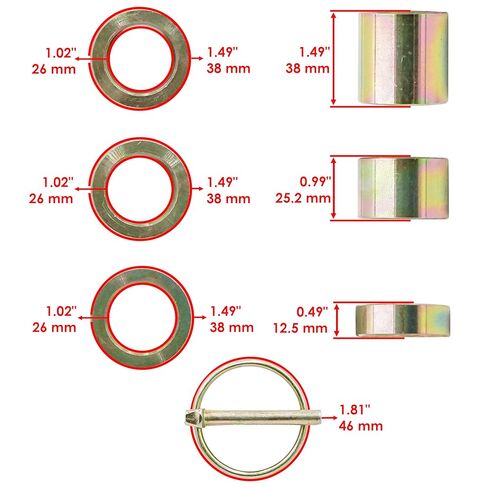 Caltric 502120 Mower Wheel Left or Right Height Spacer Kit Compatible with King Kutter RFM-48 RFM-60 RFM-72 RSFM-72 FM-048 FM-046 in Kuwait