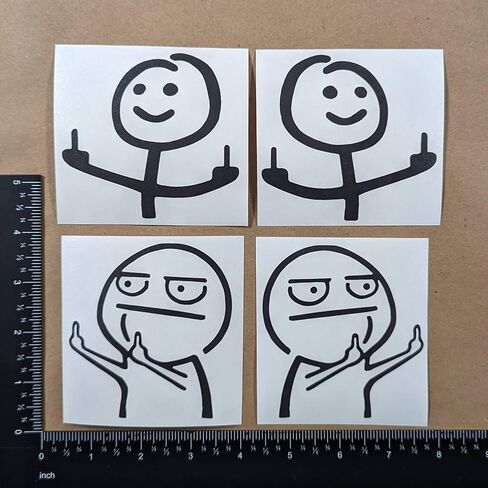 Middle Finger Meme Stick Figure Decal 4 Pack: Funny Stick Figure Double Flip Off Left and Right, Angry Meme Decals (Small ~3.5", Black) in Kuwait