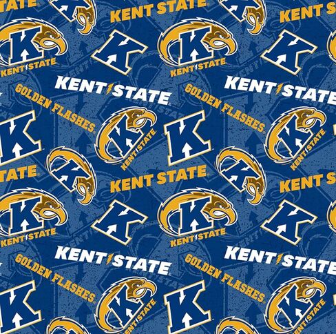 نسيج Golden Flashes من جامعة ولاية كينت - نسيج لحاف قطني مرخص رسميًا من جامعة ولاية كينت من شركات سيكل، مقدار من الياردات المقطوعة مسبقًا للخياطة والحرف اليدوية على درجة اللون in Kuwait