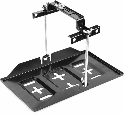 Battery Hold Down Tray Kit, Car Battery Mounting Tray Holder with Adjustable Bracket Clamp, Corrosion-Resistant Metal Batteries Hold Down Bracket for Car Marine Boat (7.6 inches) in Kuwait