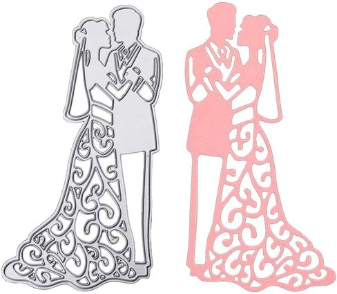 Heart Couple Metal Die Cuts,Groom and Bride,Valentine's Day Lovers Metal Cutting Dies, DIY Scrapbooking Artist Cutting Dies Stencils for Album Decorative Paper Card Craft Dies for Card Making in Kuwait