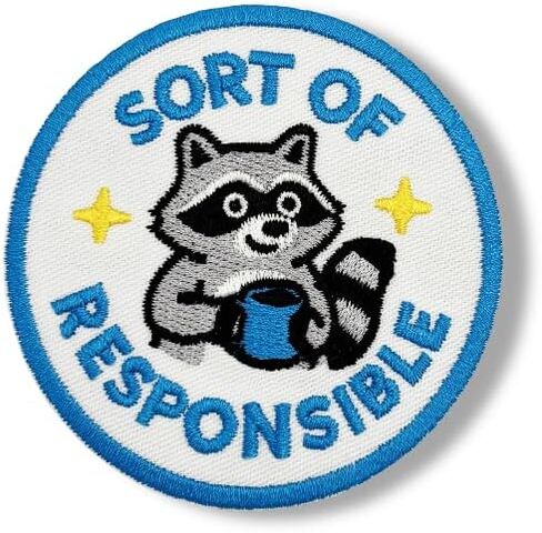 Sort of Responsible Patch – 3 Inch Funny Raccoon Hook & Loop Morale Patch – Embroidered Hook & Loop Patch for Backpacks, Vests, Gifts, EDC Gear in Saudi Arabia