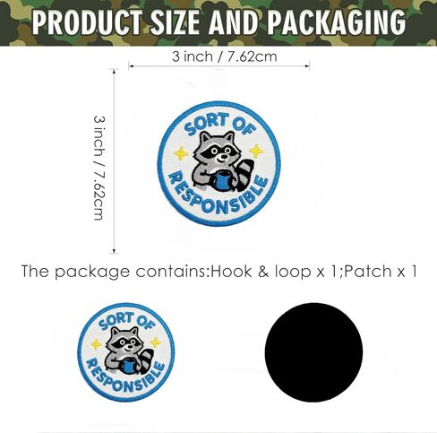 Sort of Responsible Patch – 3 Inch Funny Raccoon Hook & Loop Morale Patch – Embroidered Hook & Loop Patch for Backpacks, Vests, Gifts, EDC Gear in Saudi Arabia