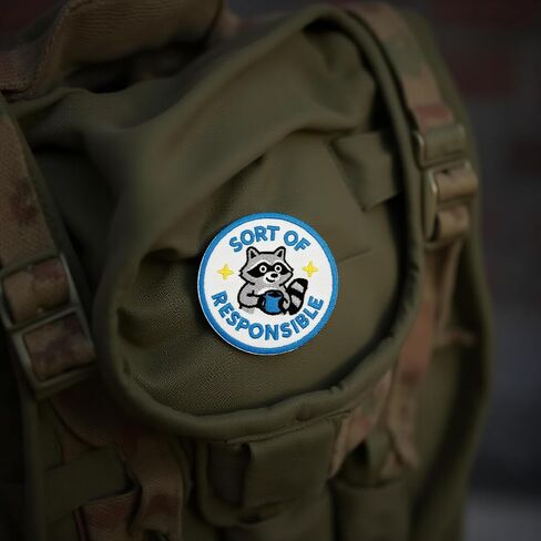 Sort of Responsible Patch – 3 Inch Funny Raccoon Hook & Loop Morale Patch – Embroidered Hook & Loop Patch for Backpacks, Vests, Gifts, EDC Gear in Saudi Arabia