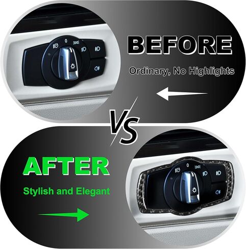 WINKA Carbon Fiber Interior Compatible with BMW 3 Series E90 328i 325i 330i Headlight Switch Button Frame Cover Trim for E92 E93 320i 335i Headlight Control Button Panel Sticker for Car Decorations in Saudi Arabia