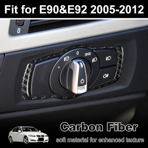 WINKA Carbon Fiber Interior Compatible with BMW 3 Series E90 328i 325i 330i Headlight Switch Button Frame Cover Trim for E92 E93 320i 335i Headlight Control Button Panel Sticker for Car Decorations in Saudi Arabia